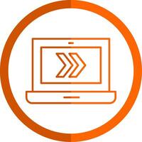 Fast Forward Line Orange Circle Icon vector
