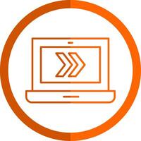 Fast Forward Line Orange Circle Icon vector