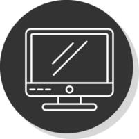 monitor línea gris circulo icono vector