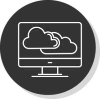 Cloud Line Grey Circle Icon vector