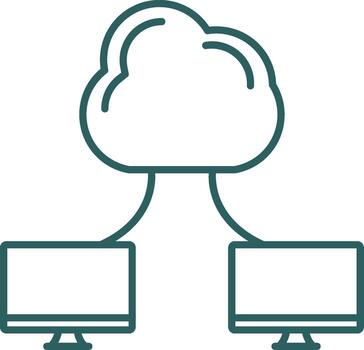 Cloud Computing Line Gradient Round Corner Icon vector
