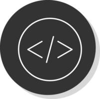codificación línea gris circulo icono vector