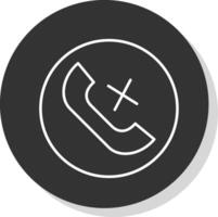 Missed Call Line Grey Circle Icon vector