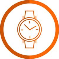 Wristwatch Line Orange Circle Icon vector