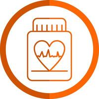 Pill Line Orange Circle Icon vector