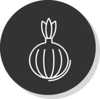 Onion Line Grey Circle Icon vector