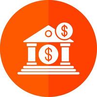 Bank Glyph Red Circle Icon vector