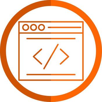 Coding Line Orange Circle Icon vector