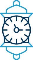 reloj línea azul dos color icono vector