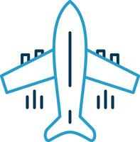 Flying Airplane Line Blue Two Color Icon vector