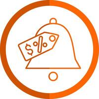 campana línea naranja circulo icono vector