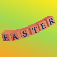 Orange cubes labeled Easter. Multicolored gradient background vector