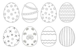 Childrens coloring books. A set of Easter eggs decorated in different ways. vector