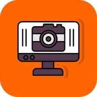 Camera Filled Orange background Icon vector