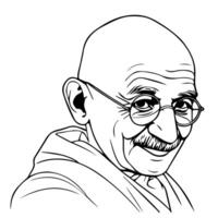 mohandas karamchand Gandhi o mahatma Gandhi bosquejo Arte. genial indio libertad combatiente. ilustración vector