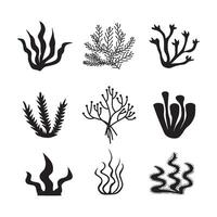 Seaweed icons set - nature, food trends concept. Black icons isolated on white background vector