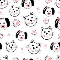 Seamless pattern with cats and dogs vector