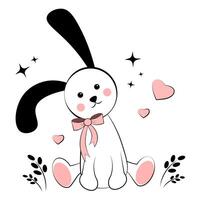 Bunny with a bow on a white background vector