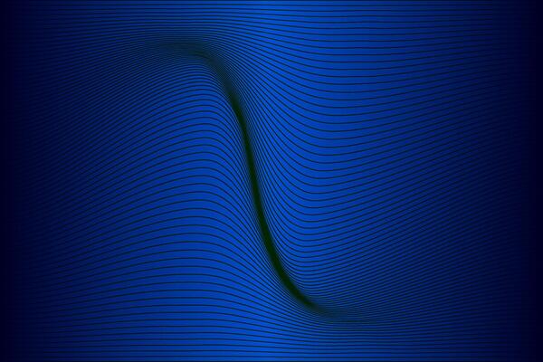 Abstract wave lines with a gradient dark blue color background. Quiet background.