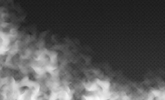 Fog or smoke cloud isolated on dark background. Realistic smog, haze, mist or cloudiness effect. vector