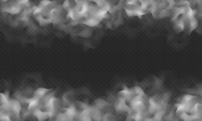 Fog or smoke cloud isolated on dark background. Realistic smog, haze, mist or cloudiness effect.