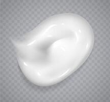 White cream smear isolated on grey background. Realistic cosmetic beauty skincare product sample. vector