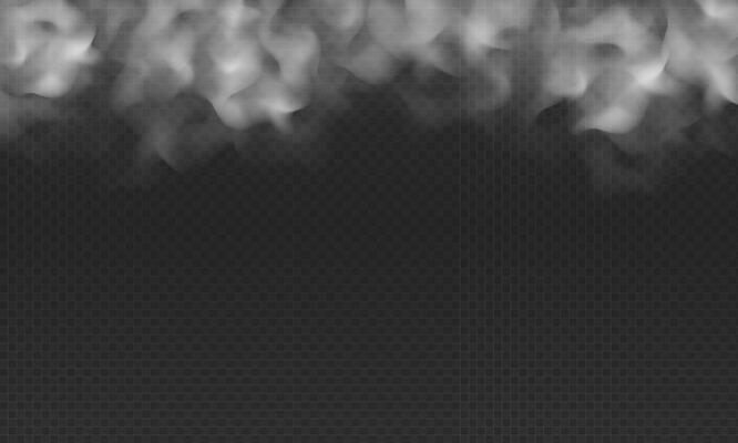 Fog or smoke cloud isolated on dark background. Realistic smog, haze, mist or cloudiness effect.