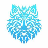 illustration graphics of tribal art design ice wolf head vector