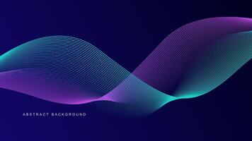 Abstract glowing wave lines on dark blue background. Dynamic wave pattern. Modern flowing wavy lines. Futuristic technology concept. Suit for banner, poster, cover, brochure, flyer, website vector