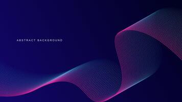 Abstract glowing wave lines on dark blue background. Dynamic wave pattern. Modern flowing wavy lines. Futuristic technology concept. Suit for banner, poster, cover, brochure, flyer, website vector