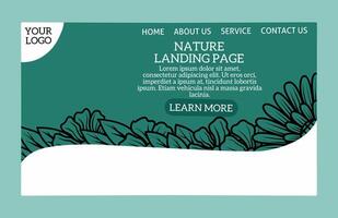 illustration of nature landing page template full of flowers and leaves abstract modern and unique web display vector