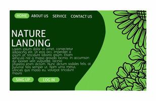 illustration of nature landing page template full of flowers and leaves abstract modern and unique web display vector