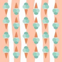 Ice cream with cone and abstract stripe on white suitable for fabric prints, wrapping paper, kids clothing, Kids Apparel, Surface Design, Packaging Pattern vector