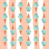 Ice cream with cone and abstract stripe on white suitable for fabric prints, wrapping paper, kids clothing, Kids Apparel, Surface Design, Packaging Pattern vector