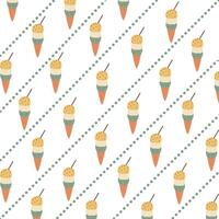 ice cream with cone, wafer roll, sparkle and dot pattern on white suitable for fabric prints, wrapping paper, kids clothing, Kids Apparel, Surface Design, Packaging Pattern vector