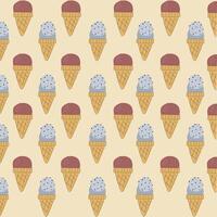 Cute ice cream with cone on yellow suitable for fabric prints, wrapping paper, kids clothing, Kids Apparel, Surface Design, Packaging Pattern vector