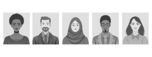 conjunto avatares con joven gente caras. retratos de diverso hombres y mujer de diferente Razas. conjunto de usuario perfiles para social medios de comunicación, sitio web, aplicación, apoyo servicio. persona icono vector