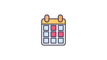 Animated Calendar Icon in Colored Outline Style, transparent background video