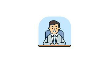 Animated Chief Executive Officer icon in Colored Outline Style, transparent background video