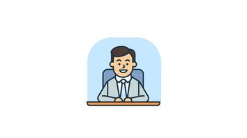 Animated Chief Executive Officer icon in Colored Outline Style, transparent background video