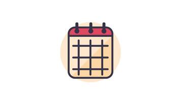 Animated Calendar Icon in Colored Outline Style, transparent background video