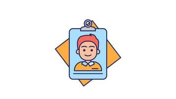 Animated Business ID Card Icon in Colored Outline Style, easy to use with transparent background video