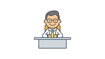 Animated Chief Executive Officer icon in Colored Outline Style, transparent background video