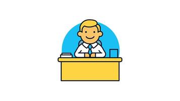 Animated Chief Executive Officer icon in Colored Outline Style, transparent background video