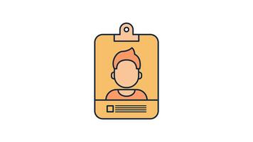 Animated Business ID Card Icon in Colored Outline Style, easy to use with transparent background video