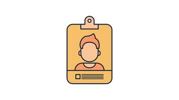 Animated Business ID Card Icon in Colored Outline Style, easy to use with transparent background video