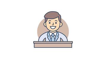 Animated Chief Executive Officer icon in Colored Outline Style, transparent background video