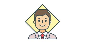 Animated candidate icon in Colored Outline Style, transparent background video