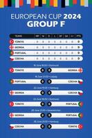 2024 Germany European Football Championship match schedule poster for print web and social media Group F vector
