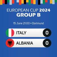 Italy vs Albania European football championship group B match scoreboard banner Euro germany 2024 vector